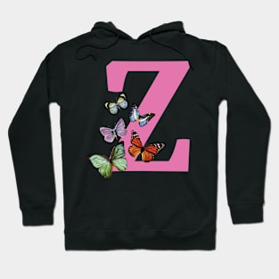 Letter pink Z with colorful butterflies Hoodie